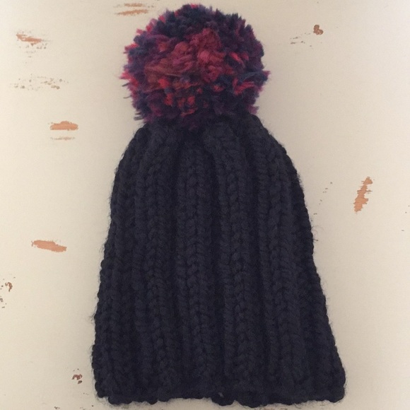 Cai Cap Co Winter Knit Beanie Black with Pom Pom - Picture 3 of 5